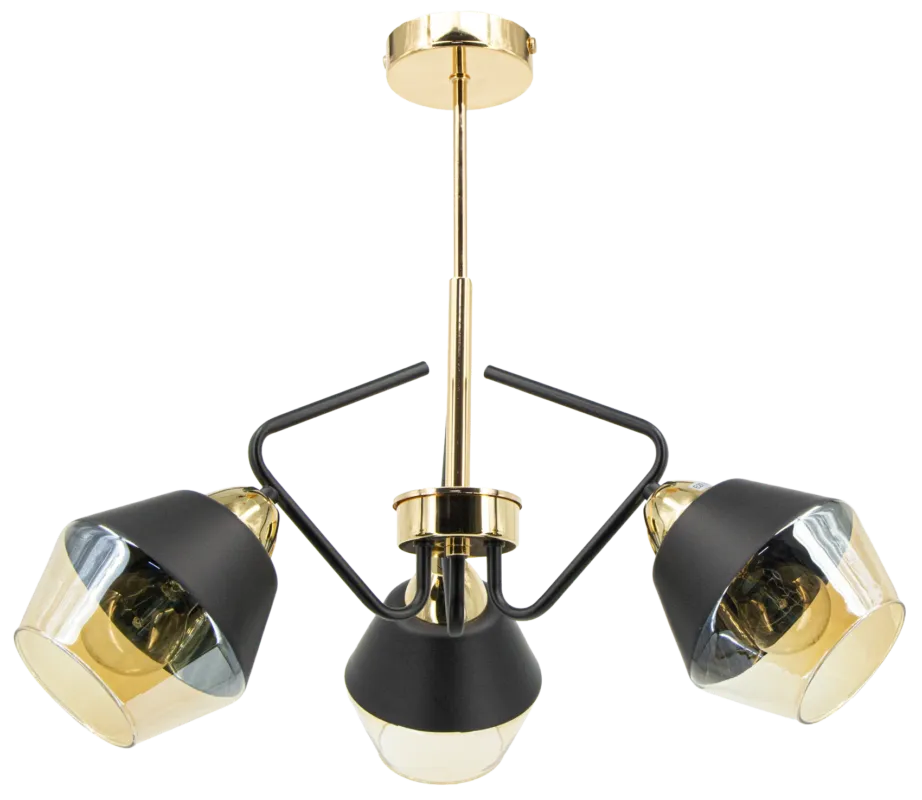 Szybka wysyłka Lampa wisząca metalowa czarno-złota 3-punktowa 2237/3 z serii CLOVIS - Lampy Elem