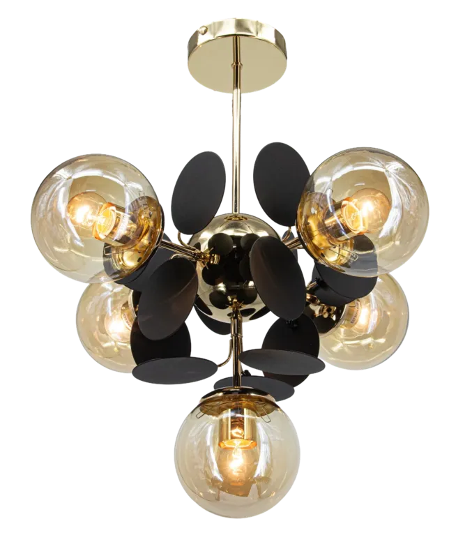 Lampa wisząca metalowa złoto-czarna 5-punktowa 8075/5 - Lampy Elem Oferta czasowa