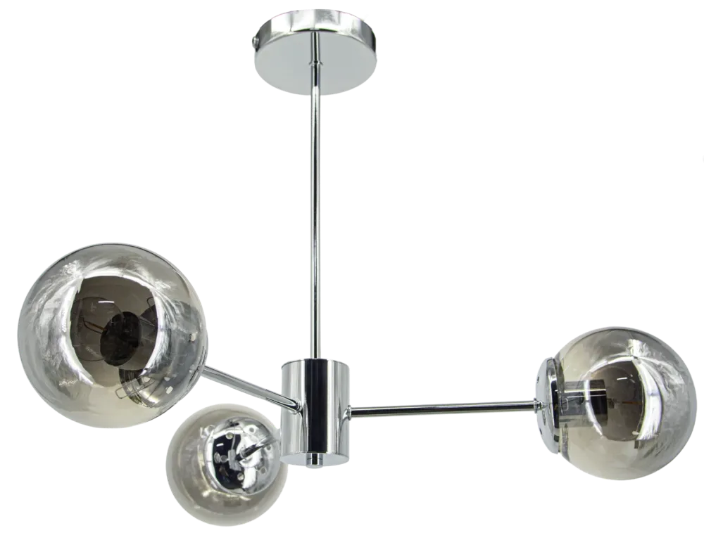 Plafon chromowany 3-punktowy ze szklanymi kloszami 8045/3 - Lampy Elem Tani