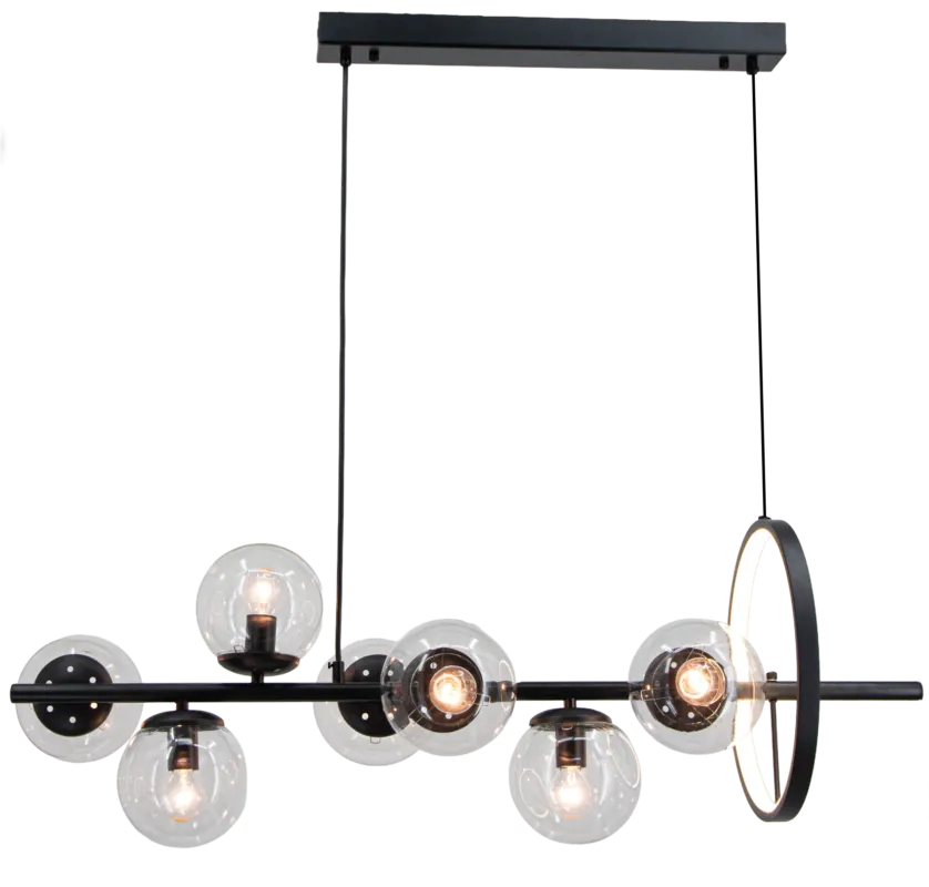Lampa wisząca czarna metalowa z szklanymi kulami 92cm DRS3510/7 - Lampy Elem Szybka dostawa