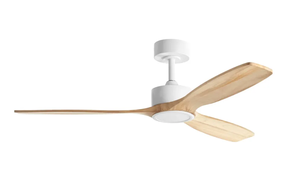 Wentylator SANTORINI XL biały, drewno naturalne Ø132 DC 35W LED 24W CCT zmienna barwa 8421797896980 - MDC Oferta czasowa