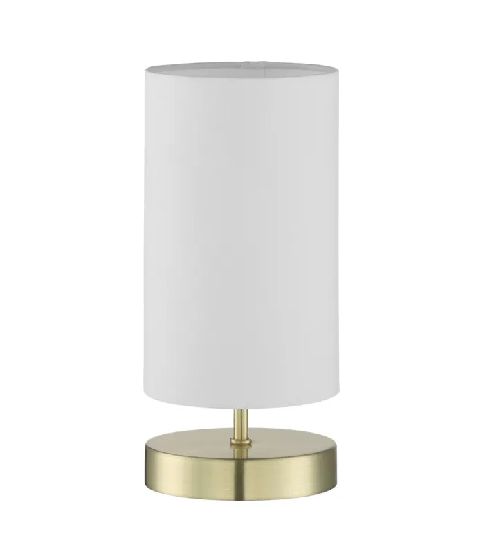 Cena promocyjna Lampa stołowa SUNNY mosiądz antyczny E14 abażur kremowy włącznik dotykowy 8421797786946 - MDC