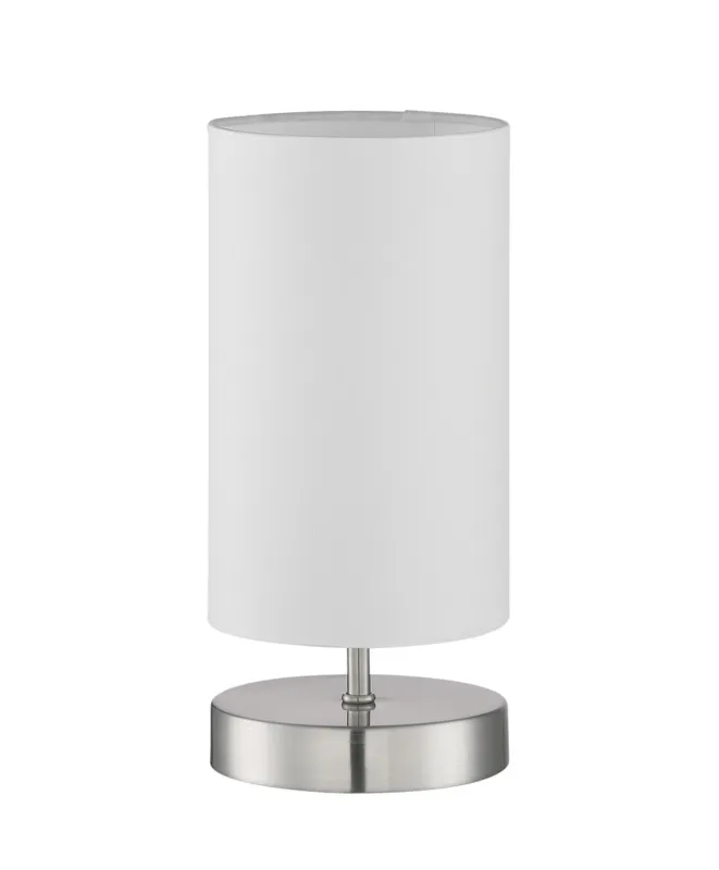 Lampa stołowa SUNNY chrom matowy E14 abażur biały włącznik dotykowy 8421797786939 - MDC Najlepsza cena