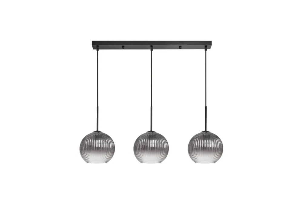 Lampa wisząca CANICA czarny, szkło dymione Ø20 3xE27 8421797898878 - MDC Wysoka jakość