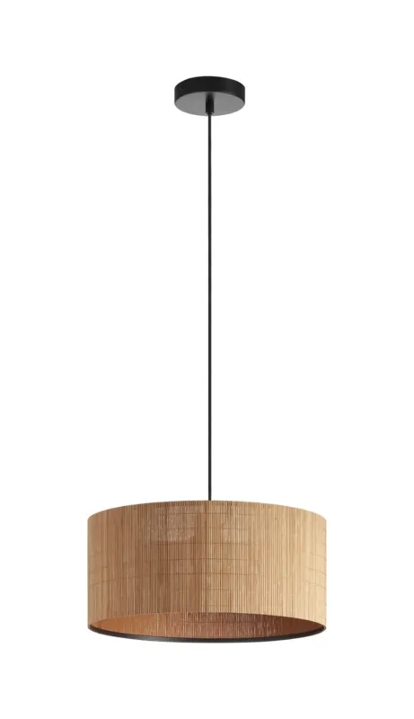 Bezpieczna płatność Lampa wisząca RAIL czarny 1xE27 abażur z naturalnego bambusu 8421797891251 - MDC