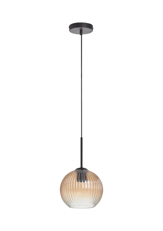 Darmowy zwrot Lampa wisząca CANICA czarny, szkło bursztynowe Ø20 E27 8421797898786 - MDC