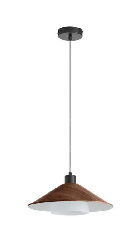 Zniżka Lampa wisząca MONTANA efekt drewna orzech Ø34 1xE27 klosz szklany 8421797781460 - MDC