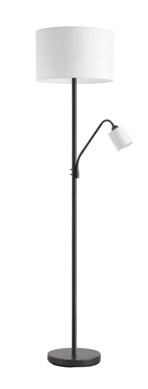 Najlepsza cena Lampa podłogowa SAM czarny E27+E14 abażur biały 8421797808990 - MDC