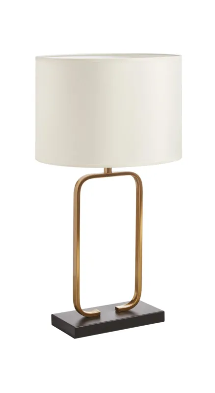 Lampa stołowa RUBI mosiądz antyczny czerwony, czarna podstawa 1xE27 abażur kremowy 8421797802448 - MDC Wyjątkowa oferta