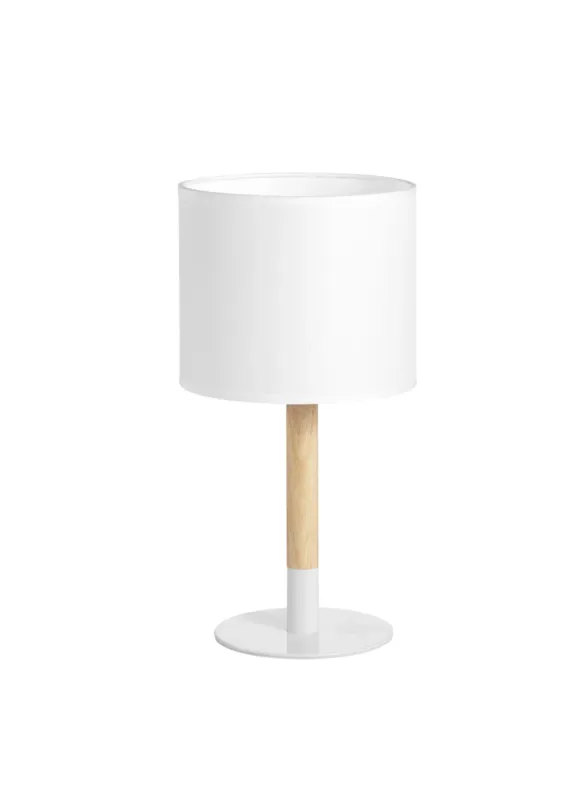 Szybka dostawa Lampa stołowa NOELIA biały mat, drewno naturalne 1xE27 abażur biały 8421797809683 - MDC