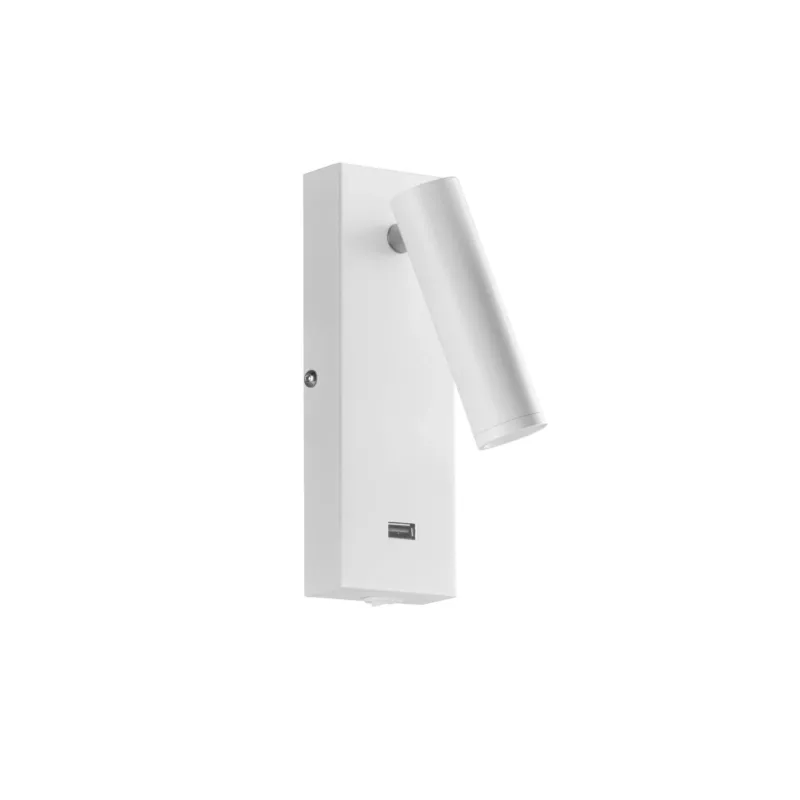 Lampa ścienna CHELSEA LED 3W biały mat 3000K + USB + włącznik 8421797775681 - MDC Hit cenowy