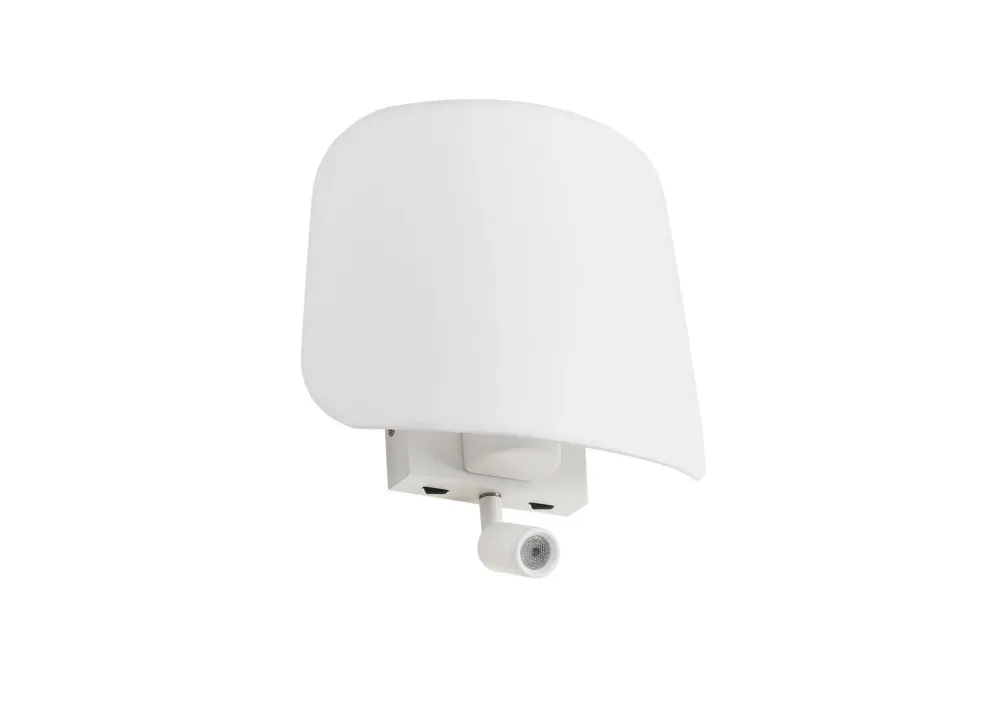 Lampa ścienna ELEA READER biały mat 1xE27+LED 3W 3000K abażur biały 8421797763688 - MDC Oferta