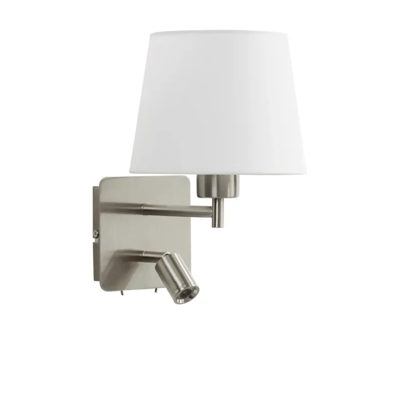 Lampa ścienna MAILAND chrom matowy 1xE27+LED 3W 3000K abażur biały 8421797755737 - MDC Bezpieczna płatność