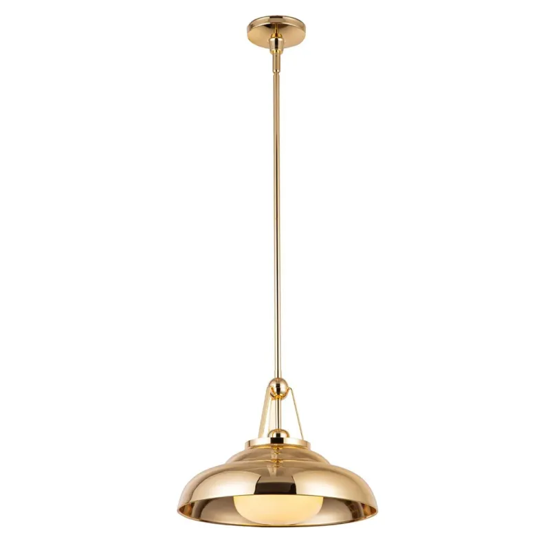 Cena promocyjna Lampa wisząca złota metalowa ze szklanym kloszem QN-PALMETTO-P-M-PB z serii PALMETTO
