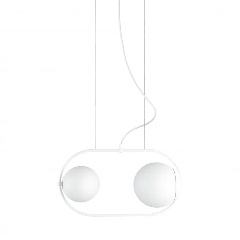 Lampa wisząca minimalistyczna 2 kule szklane KOBAN biała KOA211P0 - Ummo Szybka wysyłka