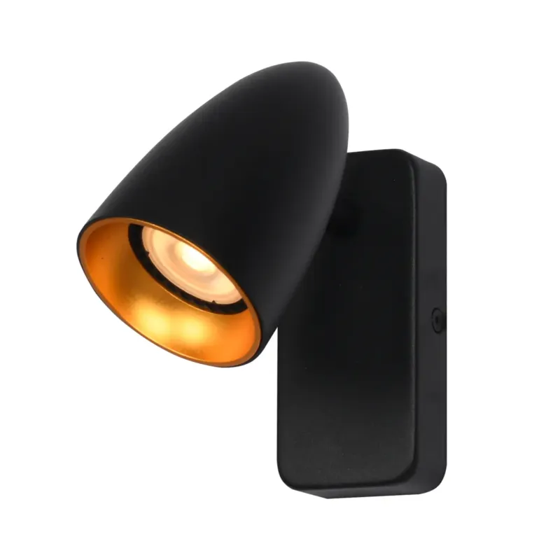 Kinkiet metalowy czarno-złoty regulowany WL-36748-1R-BK-GD z serii Tino - Lampy Italux Wyprzedaż