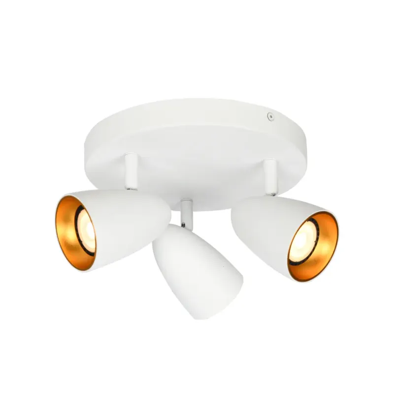 Niska cena Reflektor sufitowy metalowy biało-złoty 3-punktowy SPL-36748-3R-WH-GD z serii Tino - Lampy Italux