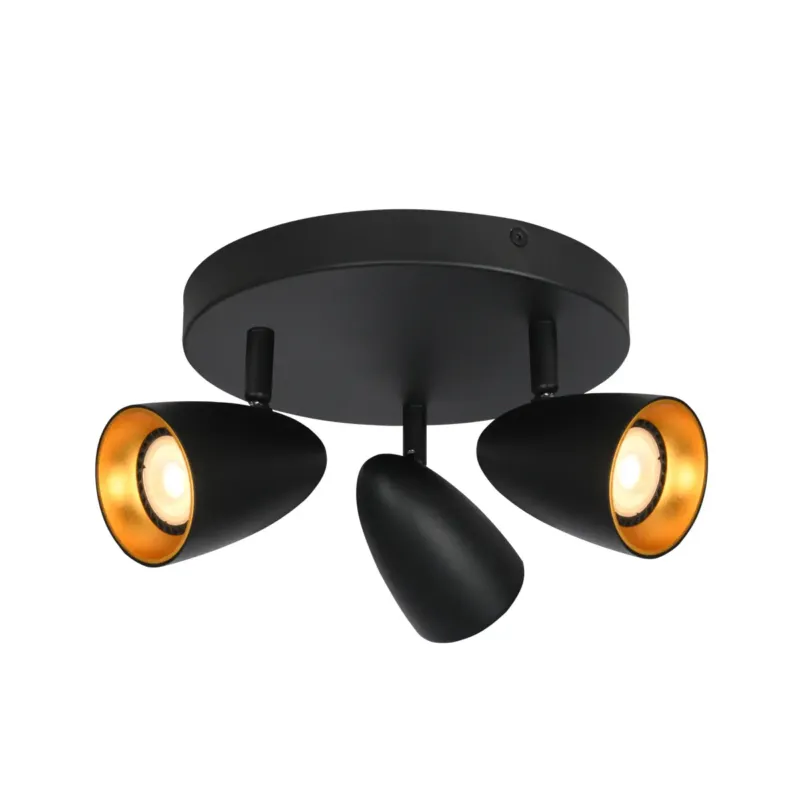 Reflektor sufitowy metalowy czarno-złoty 3-punktowy SPL-36748-3R-BK-GD z serii TINO - Lampy Italux Promocja