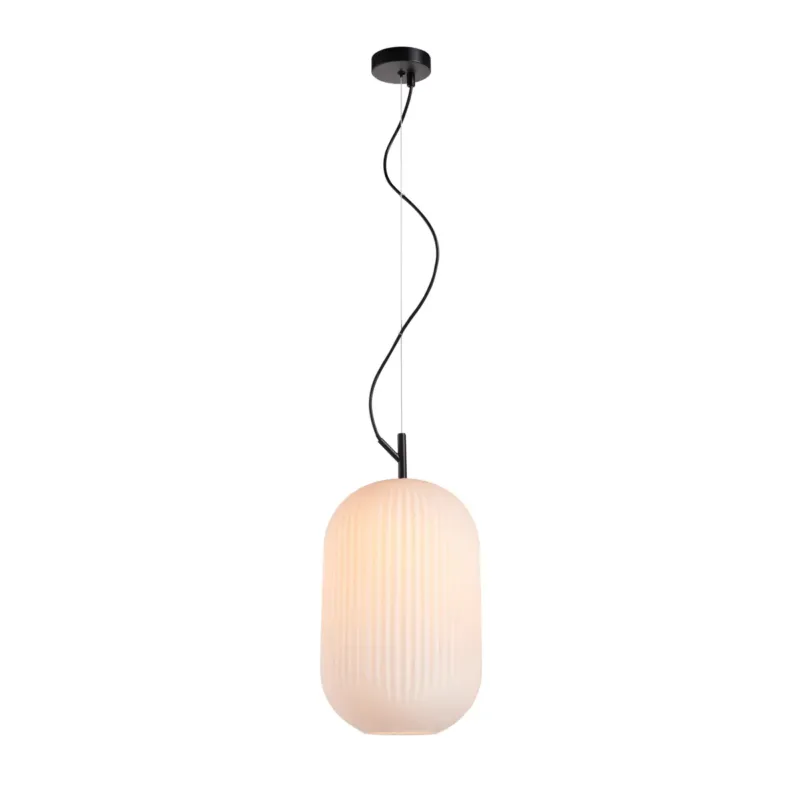 Lampa wisząca czarna szklana ryflowana PND-64536D-L-BL-OPA z serii Rues - Lampy Italux Zamów dziś