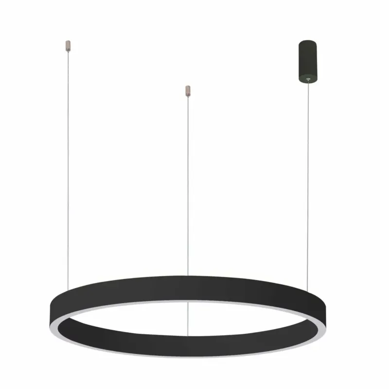 Lampa wisząca LED czarna okrągła 98cm PND-56215D-100RPP-BK-3KS4K-TRDIMM z serii BRASCO - Lampy Italux Obniżka ceny