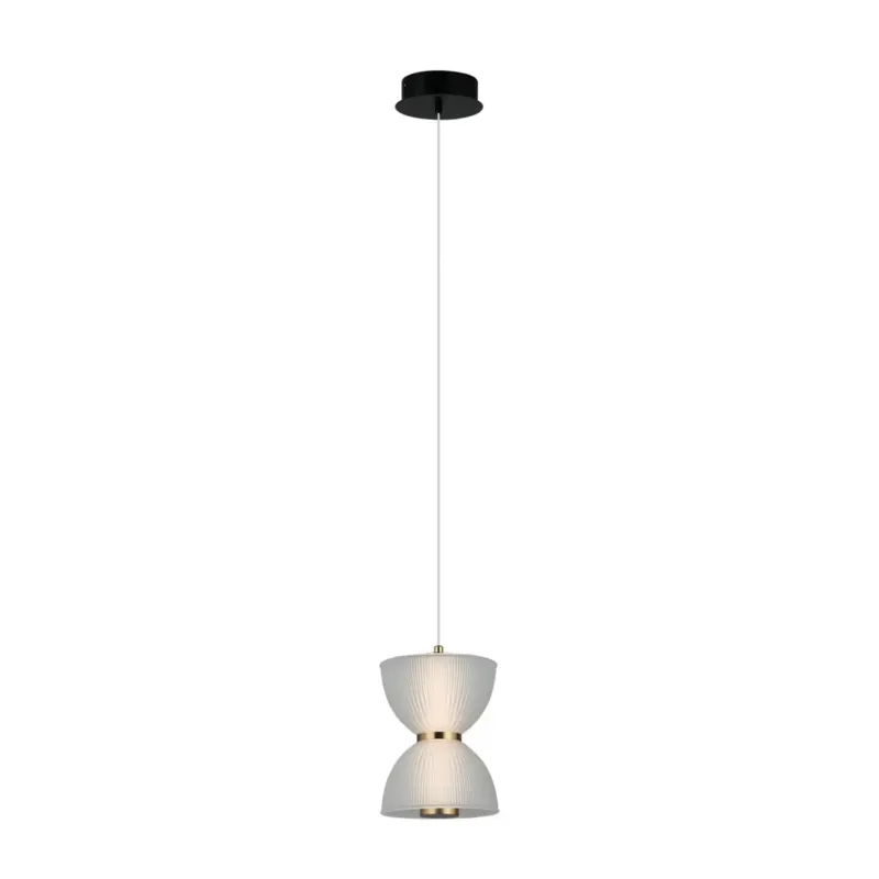 Lampa wisząca szklana czarna z mosiężnymi detalami PND-83949-1-BK z serii Tica - Lampy Italux Bestseller