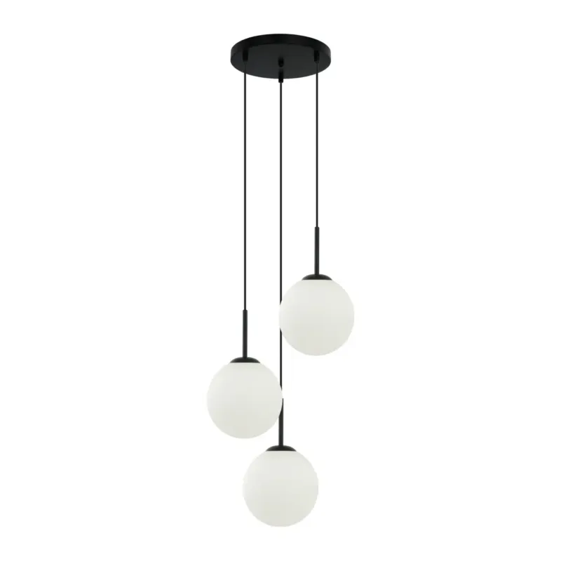 Lampa wisząca czarna metalowa z trzema szklanymi kulami PND-5578-3S-BK z serii DEORE - Lampy Italux Ostatnie sztuki