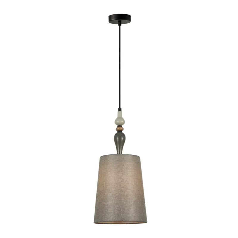 Lampa wisząca czarna z szarym abażurem PND-22374C-BK z serii NEROM - Lampy Italux Bezpieczna płatność