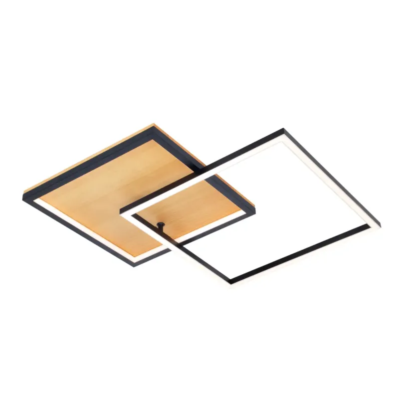 Plafon LED kwadratowy czarny drewniany 60cm PLF-82738-28W-WO z serii NORIS - Lampy Italux Bezpieczna płatność