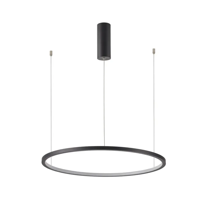 Lampa wisząca LED czarna okrągła 60cm PND-56135B-060RPP-BK-3KS4K-TRDIMM z serii Vinola - Lampy Italux Obniżka ceny