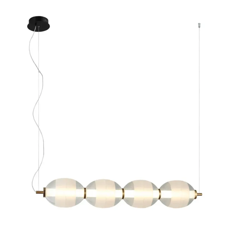 Cena promocyjna Lampa wisząca szklana podłużna 87cm PND-45372-4-WH-CL z serii Rinot - Lampy Italux