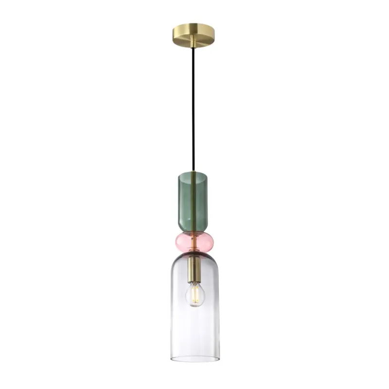 Rabat Lampa wisząca szklana wielokolorowa złota PND-37462D-MC-GD z serii MANSO - Lampy Italux
