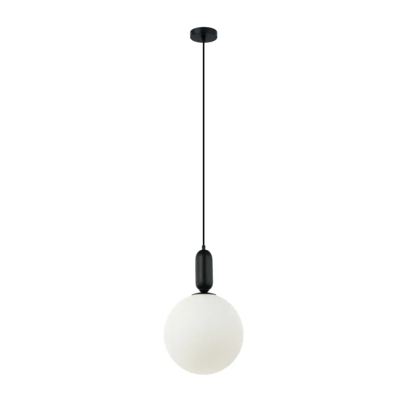 Lampa wisząca czarna metalowa z kulistym kloszem PND-02340-1L-BK z serii Aldeva - Lampy Italux Super okazja