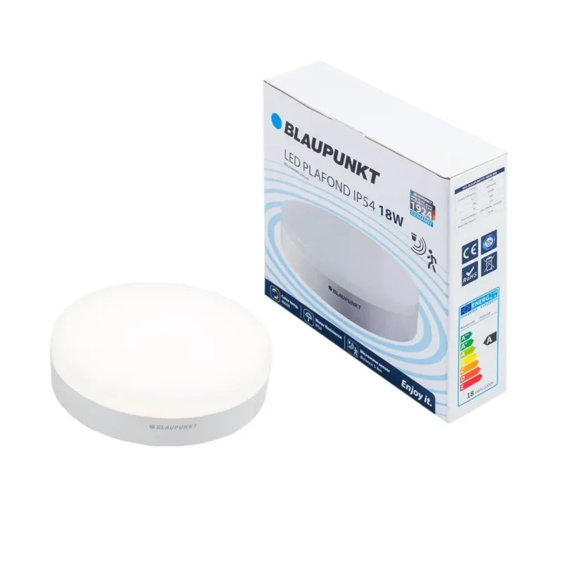 Plafon LED 18W IP54 z mikrofalowym czujnikiem ruchu barwa naturalna PL18NW-M - Blaupunkt Cena promocyjna