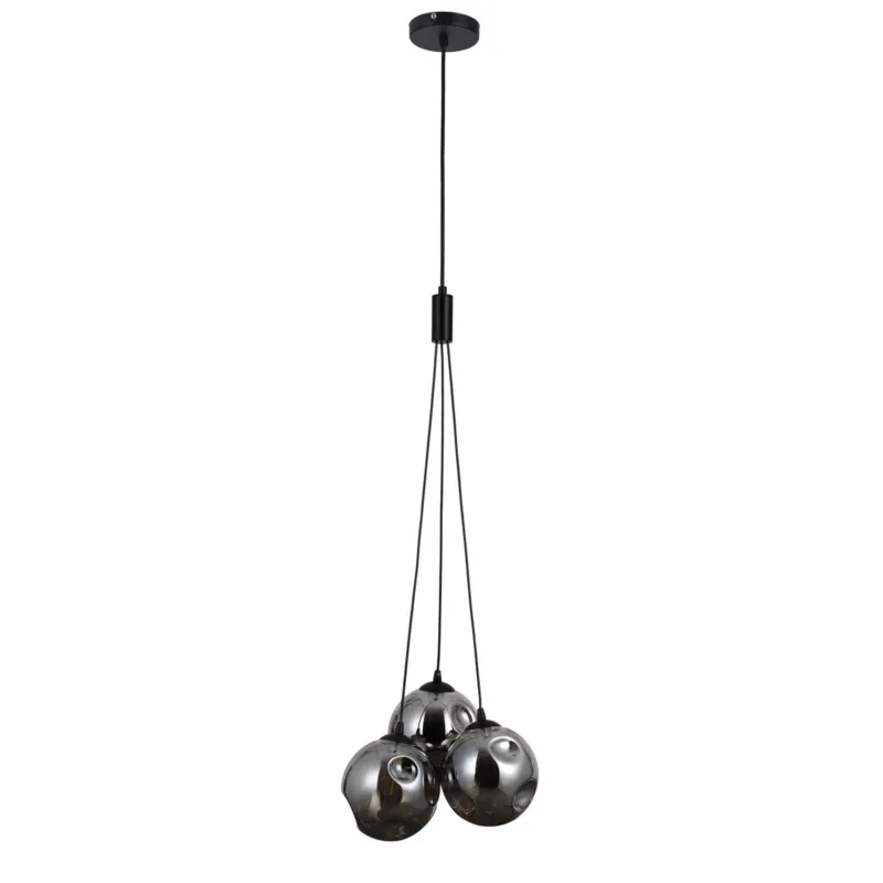 Lampa wisząca czarna szklana 3-punktowa PND-54456-3A-HB-SMG z serii Perlos - Lampy Italux Zamów dziś