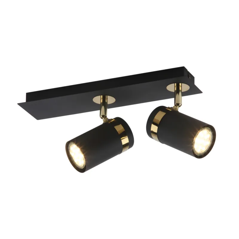 Popularny Reflektor sufitowy czarno-złoty 2-punktowy SPL-2031-2 z serii Verano - Lampy Italux