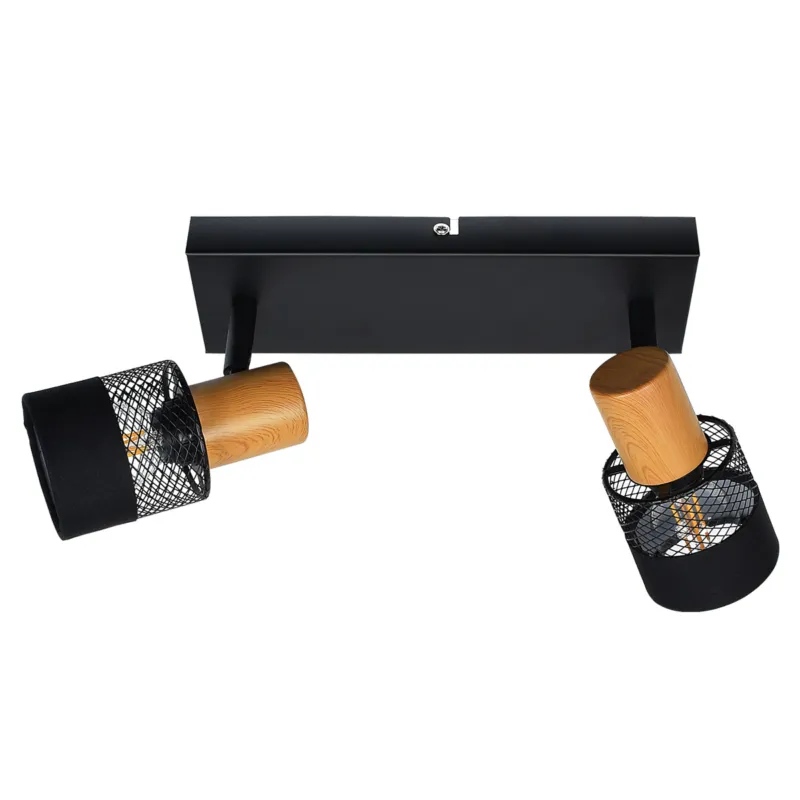 Reflektor sufitowy czarny metalowy z drewnem 2-punktowy SPL-90110-2 z serii Coletta - Lampy Italux Do wyczerpania zapasów
