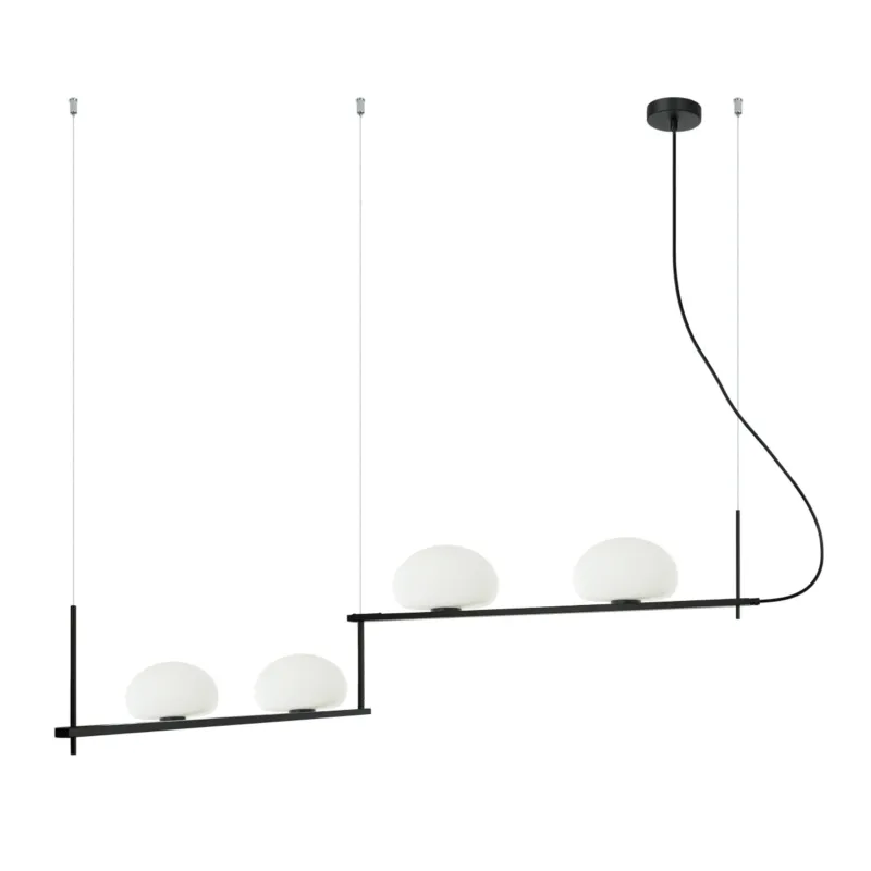 Lampa wisząca czarna metalowa 4-punktowa PND-357784-BK+W z serii Kernio - Lampy Italux Obniżka ceny