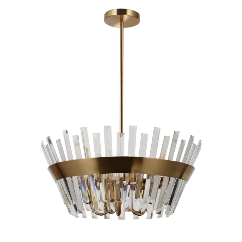 Lampa wisząca mosiężna ze szkłem kryształowym 52cm PND-22450-5A-HBR z serii ALTOYA - Lampy Italux Zniżka