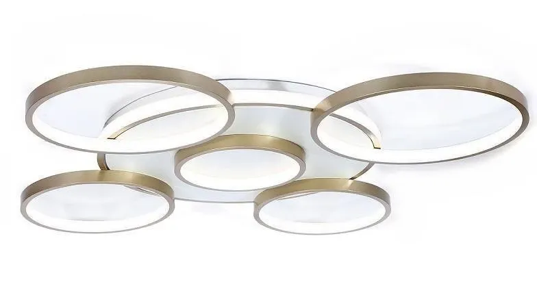Duży plafon do salonu z pilotem okręgi LED GIACOMMO 102W ZŁOTA 444 - Decorativi Wyprzedaż