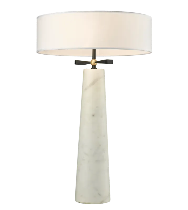 Lampa stołowa marmurowa z białym abażurem T02107BK z serii BOW - Cosmo Light Ostatnie sztuki