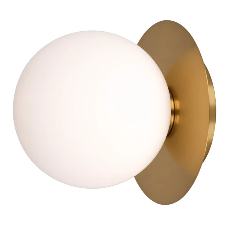 Kinkiet mosiężny z białą szklaną kulą W01063BR z serii CAPE TOWN - Cosmo Light Popularny
