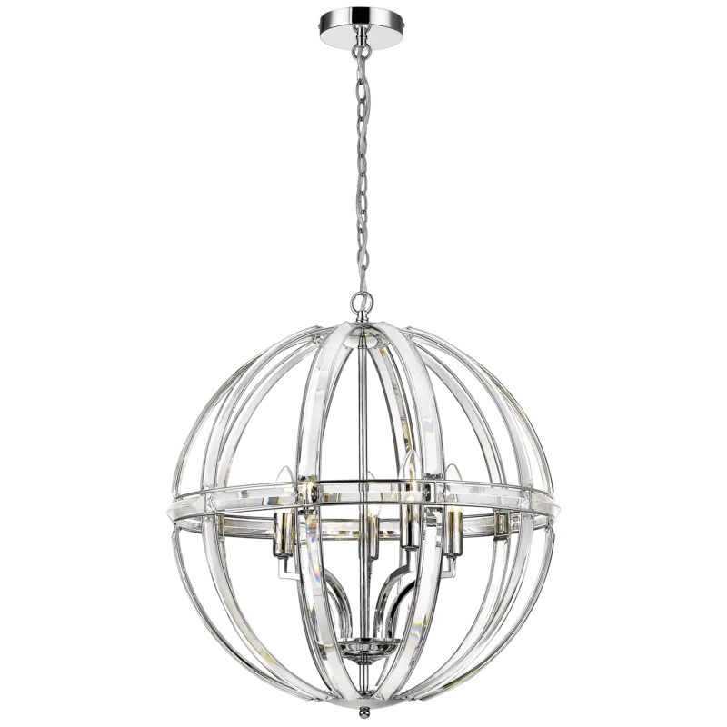 Dostępne od ręki Lampa wisząca kulista chromowana 5-punktowa P05735CH z serii ORLANDO - Cosmo Light