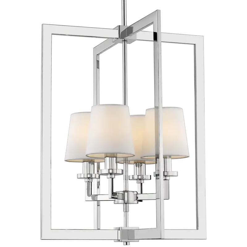 Lampa wisząca chromowana 4-punktowa z abażurami P04021CH-WH z serii LONDON - Cosmo Light Oferta czasowa