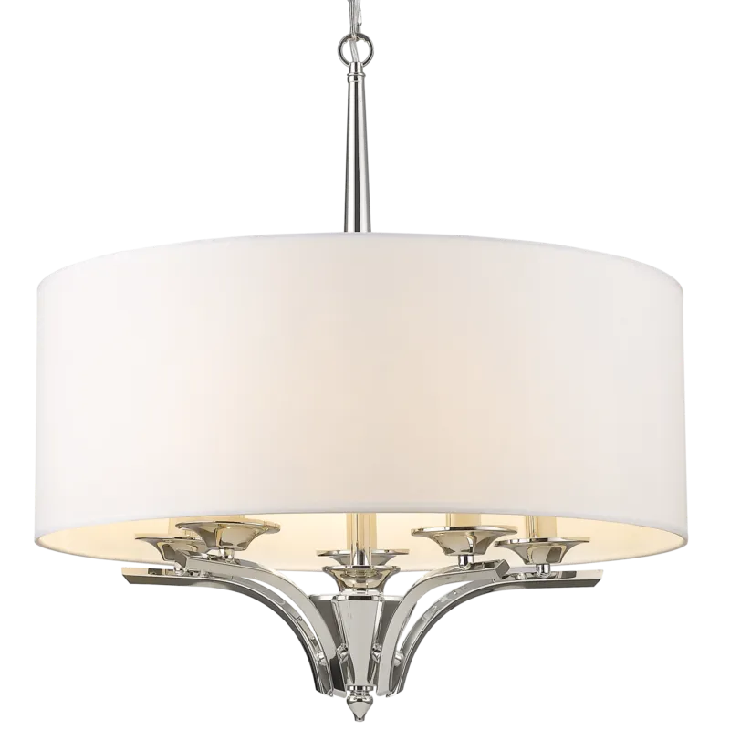 Lampa wisząca chromowana z białym abażurem 5-punktowa P05803NI-WH z serii ATLANTA - Cosmo Light Tylko do końca tygodnia
