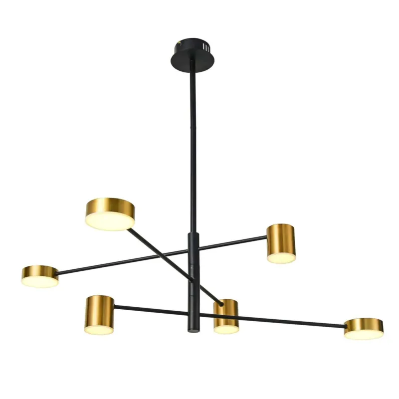 Do wyczerpania zapasów Lampa wisząca metalowa czarno-złota 6-punktowa PND-16374-6-BK-GD-3K z serii REMDAL - Lampy Italux