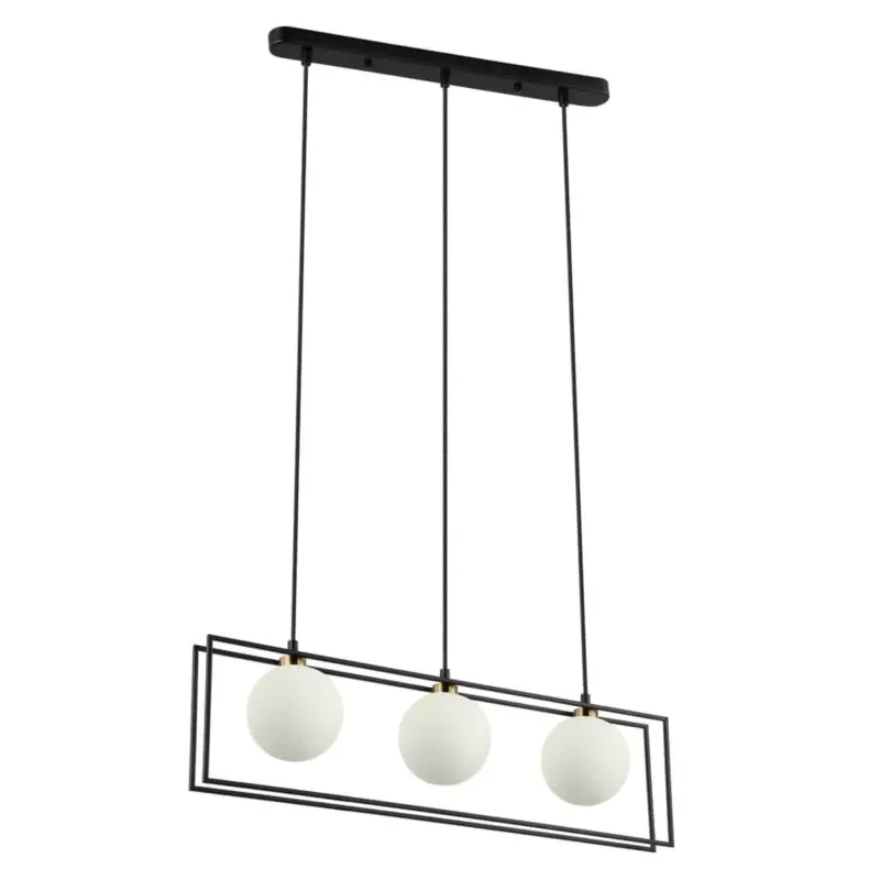 Bestseller Lampa wisząca czarna metalowa z trzema szklanymi kulami PND-53423-3-BK z serii GROSETTA - Lampy Italux