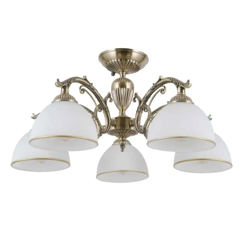 Szybka wysyłka Żyrandol metalowy brązowy z 5 szklanymi kloszami PND-5122-5 z serii FENEZA - Lampy Italux