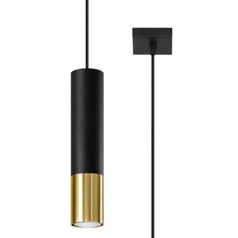 Lampa wisząca LOOPEZ 1 czarny/złoty SL.0952 - Sollux Szybka dostawa