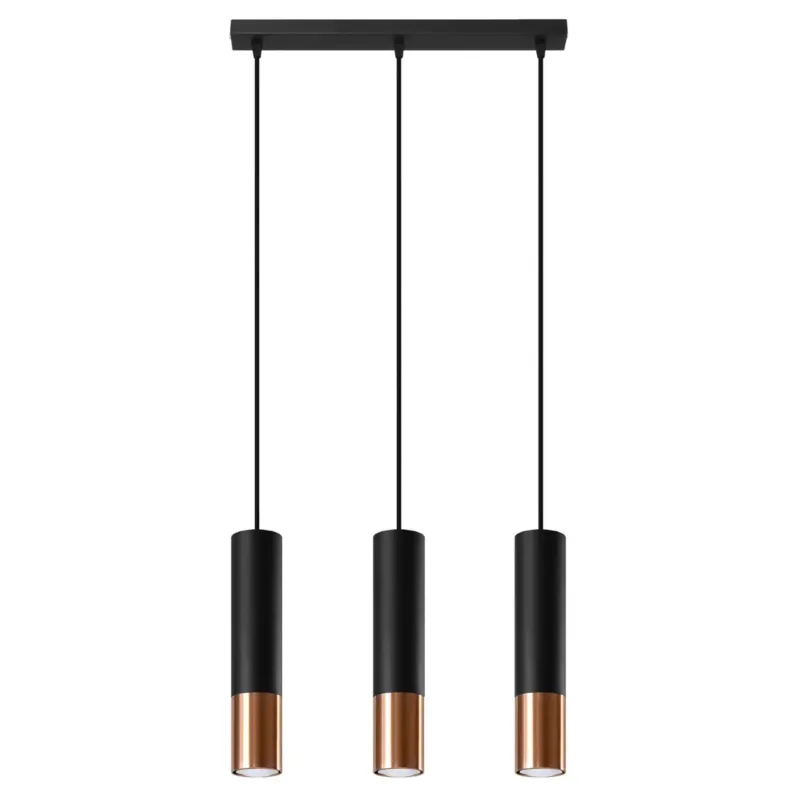Lampa wisząca LOOPEZ 3L czarny/miedź SL.0948 - Sollux Cena promocyjna