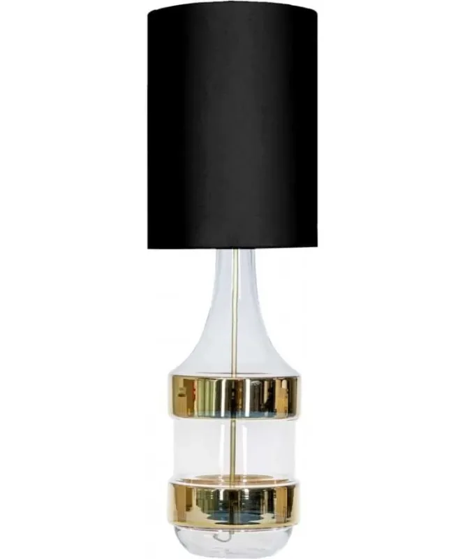 Szybka wysyłka Lampa stołowa czarny klosz podstawa transparentna + złota BIARITZ GOLD L223181307 - 4Concepts